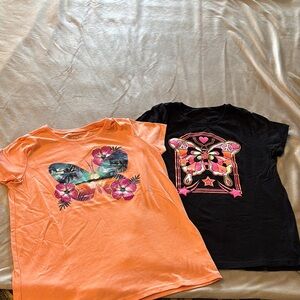 Children’s Place/2 pk. Butterfly Print Kids T-Shirts - Orange & Black (XL-14)
